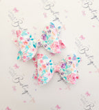 Iridescent Floral Glitter Bow