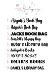 Personalised Library/Book Tote