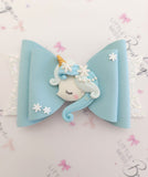 Blue Personalised Unicorn bow
