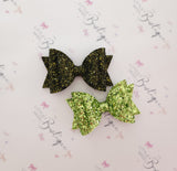 Shades of Purple/Green Double Glitter Bows