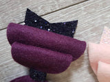 Plum Merino Wool Felt Bow