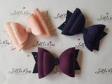 Navy Blue Merino Wool Felt Bow