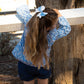 Blue Floral Serene Bow