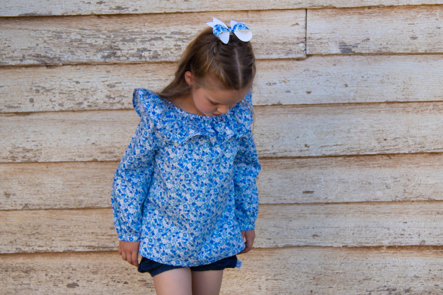 Blue Floral Serene Bow