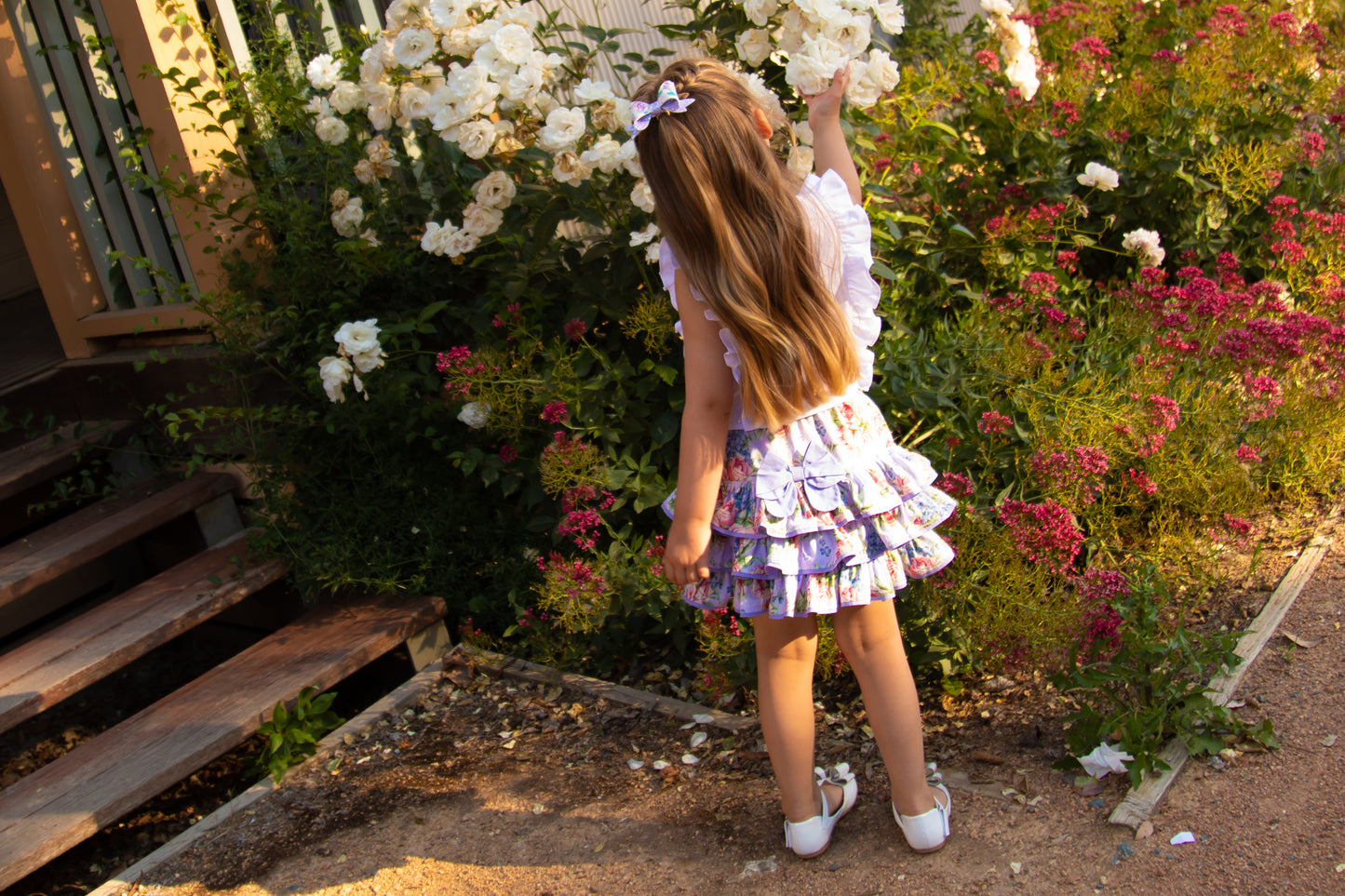 Purple Florals Summer Bow